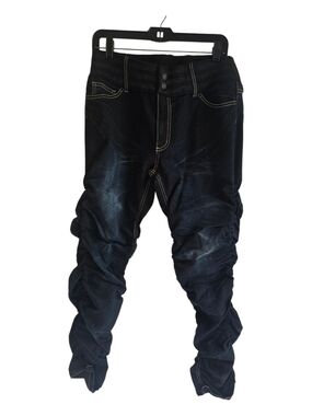 Dark Blue Washed Jeans Rutched - Slim Fit